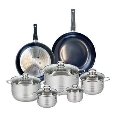 2 poêles 28/32cm + 5 faitouts 12/14/16/20/24cm PRIMA BRILLANT ELO