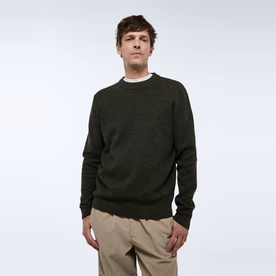 Pull col rond en coton et laine MONOPRIX