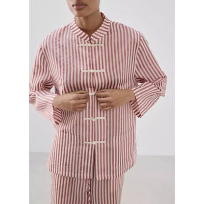 Pantalon de pyjama en mélange de soie rayé MANGO