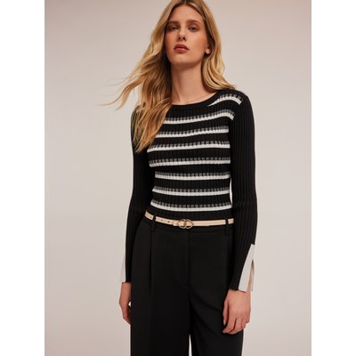 Pull à côtes en FIL de viscose mélangée à rayures fil textile MOTIVI