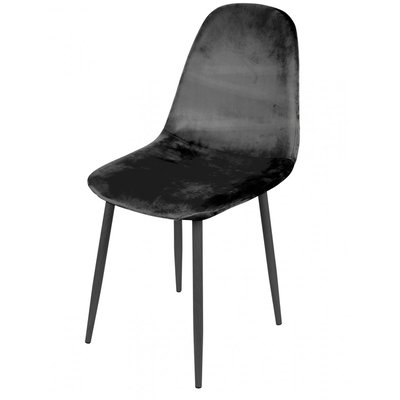 Chaise en velours noir pieds en métal noir - 44x53x88cm WADIGA