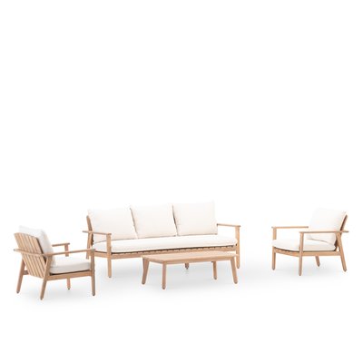 Salon de jardin 5 places, bois, CANNES DEFORA HOME