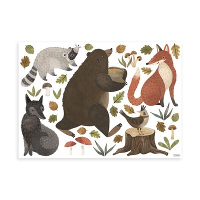 Stickers muraux ours et ses amis de la forêt NORWOOD LILIPINSO