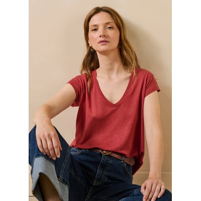 T-shirt en lyocell col V manches courtes LA FEE MARABOUTEE