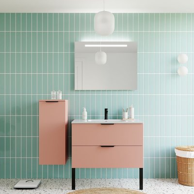 Ensemble vasque intégrée 2 tiroirs + miroir - SOHO HOMIFAB