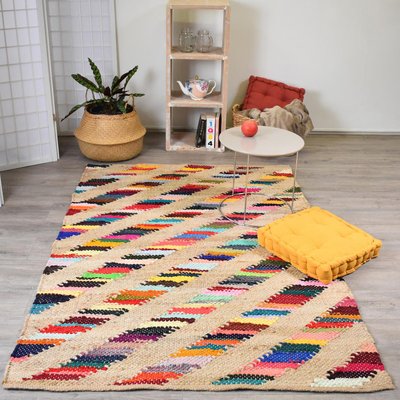 Tapis en jute fait à la main motif géométrique RAINBOWA UN AMOUR DE TAPIS