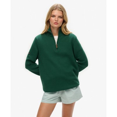 Pull oversize à col zippé en maille de coton Classics SUPERDRY