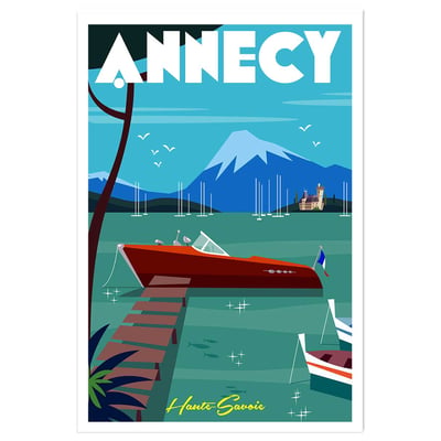 Poster de château et lac d' annecy HEXOA