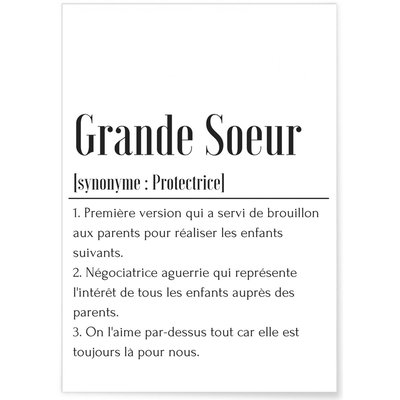 Affiche Définition Grande soeur L'AFFICHERIE