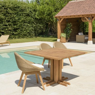 Table de jardin carrée teck recyclé naturel 110x110 MANY PIER IMPORT