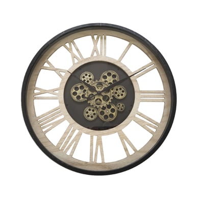 Horloge mécanismes bois et métal 57cm EMDE