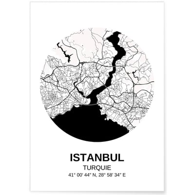 Affiche Carte Istanbul L'AFFICHERIE