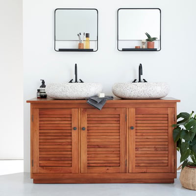 Meuble sous vasque en bois d'acajou 140 cm  NEWPORT BERAH GETAH