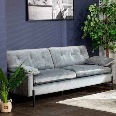 Canapé gris 3 places tissu velours moderne GLASGOW PIER IMPORT