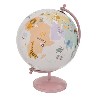 Globe Terrestre Base Métal Pour Enfant Rose D20 ATMOSPHERA