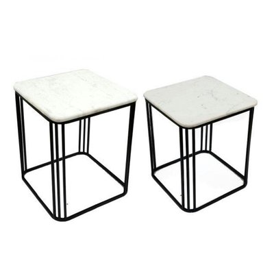 Sellette carrée plateau en marbre (lot de 2) PIER IMPORT