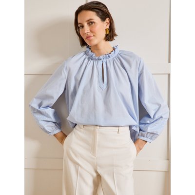 Blouse coton brodé col volanté CYRILLUS