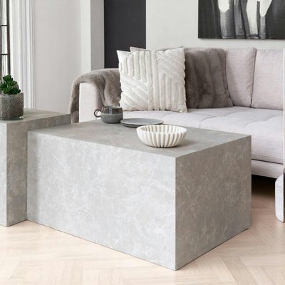 Table basse rectangulaire - effet marbre beige, style contemporain TRINITE PIER IMPORT