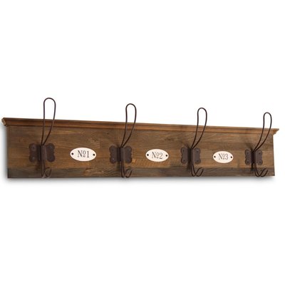 Patère Portemanteau Bois 4 Accroches Marron DECORATION D’AUTREFOIS