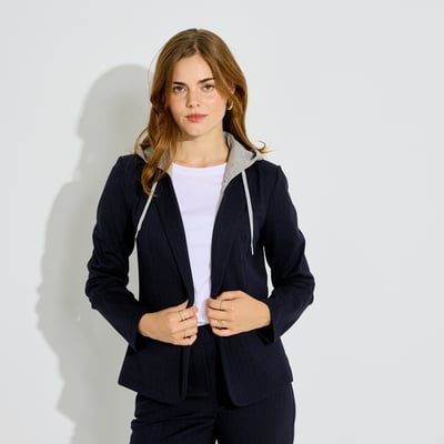 Veste blazer maille rayé à capuche GRAIN DE MALICE
