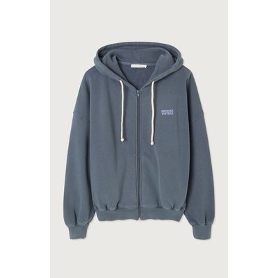 Felpa larga con cappuccio e zip, IZUBIRD AMERICAN VINTAGE
