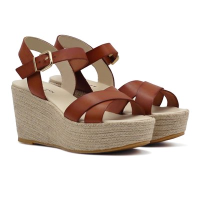 Sandales compensées cuir tannage végétal JULES & JENN