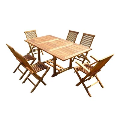 Ensemble salon de jardin en teck aspect huilé SIDAN 4 chaises 2 fauteuils JUMAK C ET L JARDIN