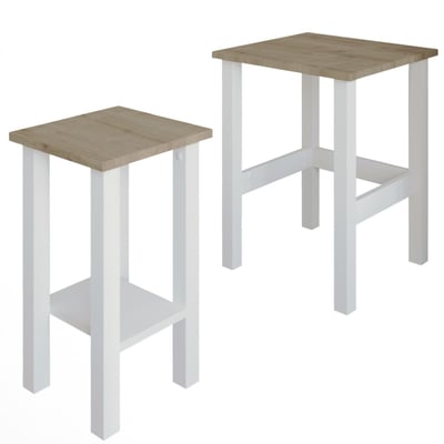 Lot de 2 tables gigognes effet bois LINO TOILINUX