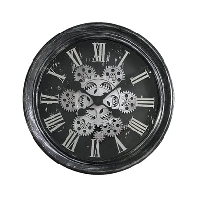 Horloge ronde mécanisme apparent 34x9x34cm EMDE