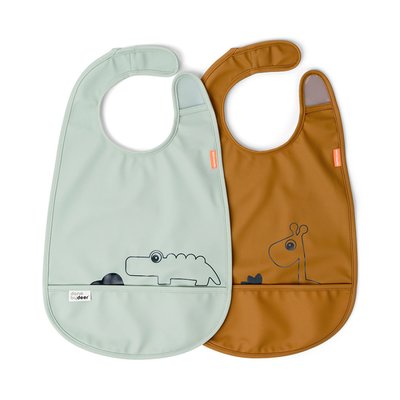 Lot de 2 Bavoirs velcro Deer friends Moutarde + vert DONE BY DEER