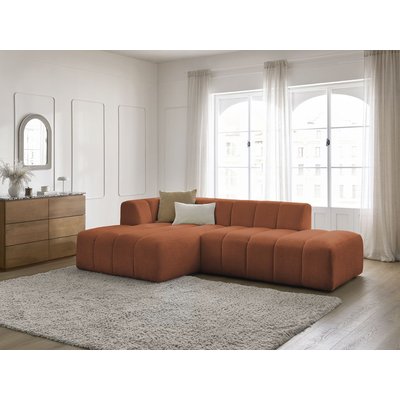 Canapé d'angle fixe 3 places en tissu bouclette, ANNECY BOBOCHIC