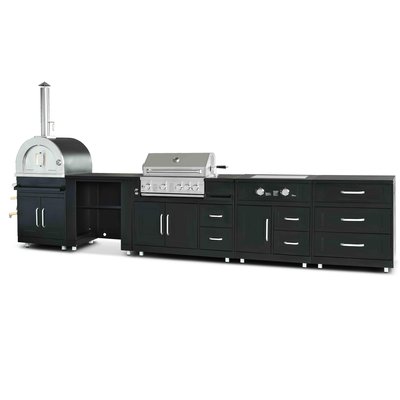 Cuisine d'extérieur acier 5 éléments / 3 modules de cuisson, MEMPHIS OVIALA