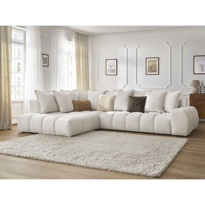 Canapé d'angle fixe 4 places en tissu texturé, EVEREST BOBOCHIC
