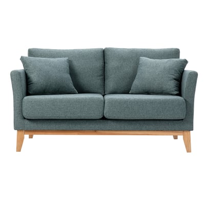 Canapé scandinave déhoussable 2 places en tissu chenille terre brûlée et bois clair OSLO MILIBOO