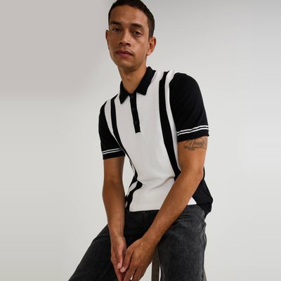 Pull col polo manches courtes en coton MONOPRIX