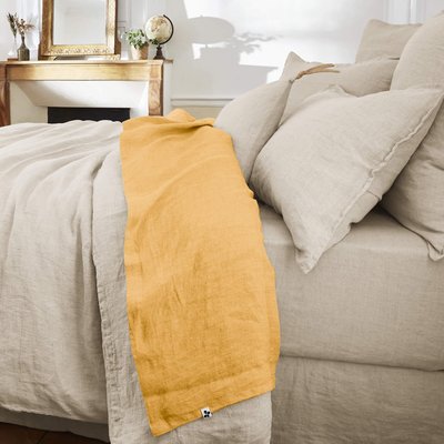 Drap plat lin lavé TERRE DE NUIT