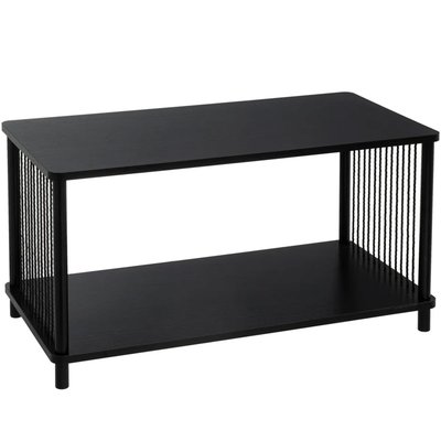 Table basse noire en bois, métal et corde 80x40x41cm WADIGA