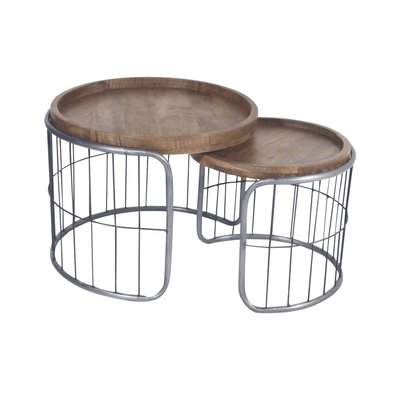 Table basse gigogne industrielle en métal gris  CHIARA MADE IN MEUBLES 