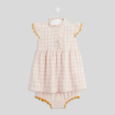 Robe à manches volantées vichy en coton, certifié OEKO-TEX BOUT'CHOU
