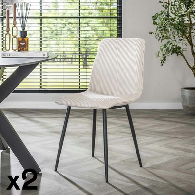 Chaise de salle à manger en tissu côtelé crème (lot de 2) TAJ PIER IMPORT