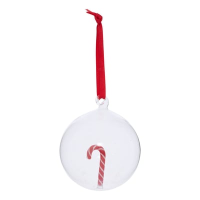 Boule de Noël motif sucre d'orge en verre D. 80 mm FEERIC LIGHTS & CHRISTMAS