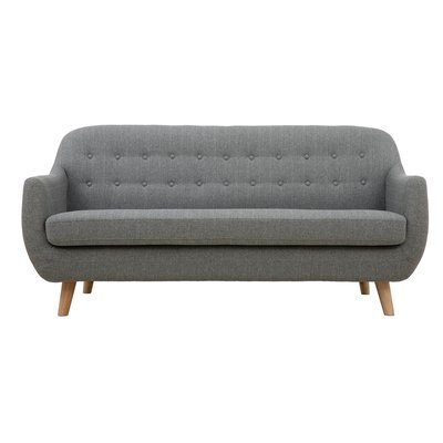 Canapé scandinave déhoussable 3 places en tissu et pieds bois YNOK MILIBOO