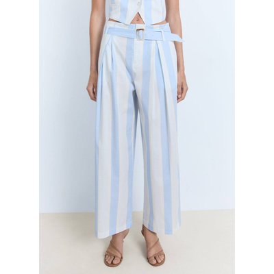 Pantalon style jupe-culotte à rayures avec ceinture MANGO