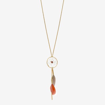 Collier sautoir doré rhodochrosite - dream catcher CAROLINE NAJMAN