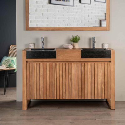 Meuble et vasques de en teck rectangle 140 LUXE WANDA COLLECTION