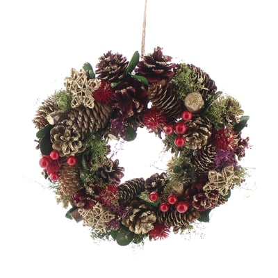 36cm Heritage Noel Red Berry & Pinecone Wreath SO'HOME
