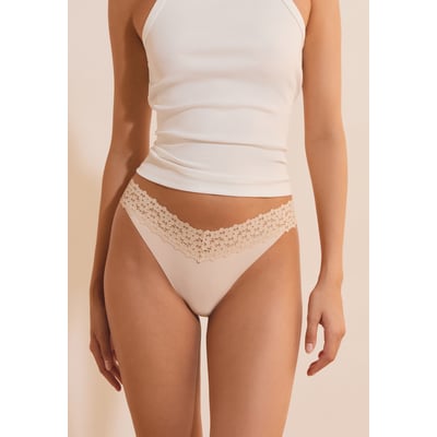 Tanga en microfibre et dentelle WISH ETAM