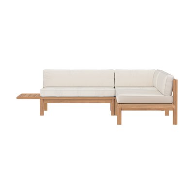 Canapé d'angle de jardin 4 places en teck massif et coussins - NADILA RENDEZ-VOUS DÉCO