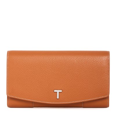 Portefeuille à rabat grand en cuir grainé ROMY LE TANNEUR