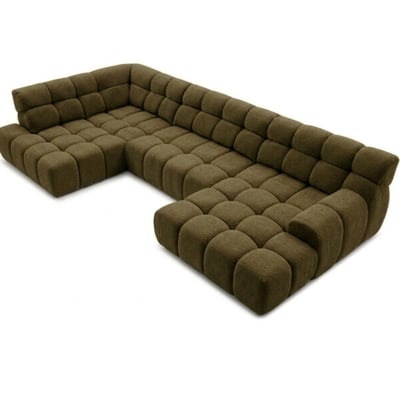 Canapé d'angle convertible 4 places en tissu texturé, ANDRE BOBOCHIC